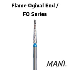 Mani Flame Ogival (FO) Series Regular Shank Diamond Burs