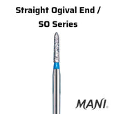 Mani Straight Ogival (SO) Series Short Shank Diamond Burs