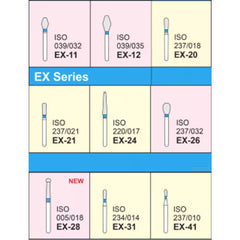 Mani Extra Shape (EX) (Special) Series Regular Shank Diamond Burs