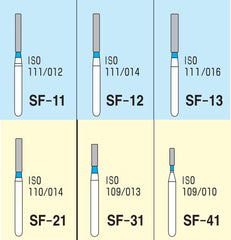 Mani Straight Fissure (SF) Series Regular Shank Diamond Burs - Standard (Blue)