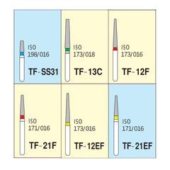 Mani Taper Fissure (TF) Series Regular Shank Diamond Burs