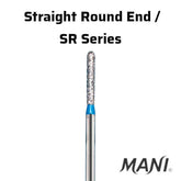 Mani Straight Round End (SR) Series Regular Shank Diamond Burs