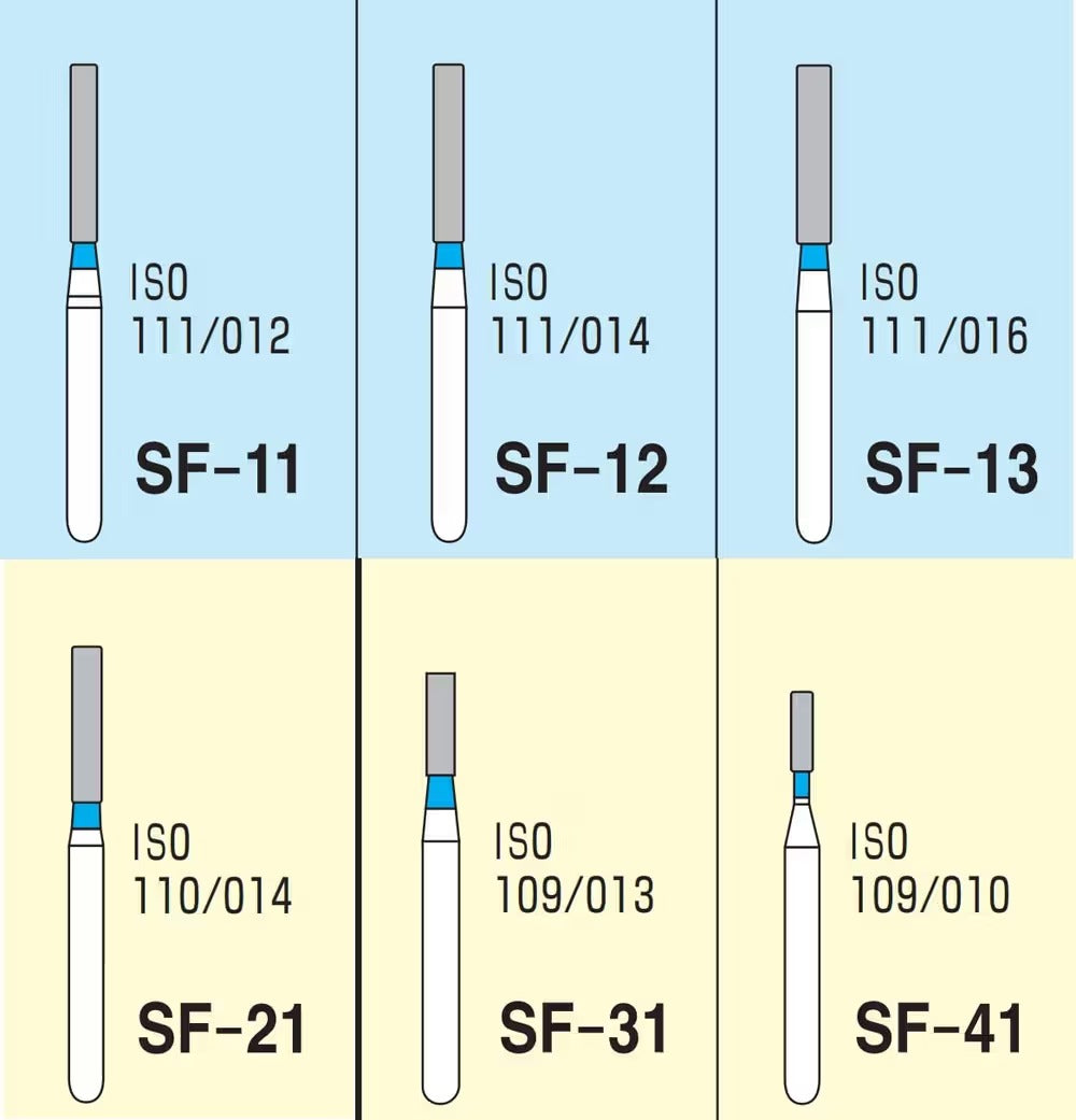 Mani Straight Fissure (SF) Series Regular Shank Diamond Burs - Standard (Blue)