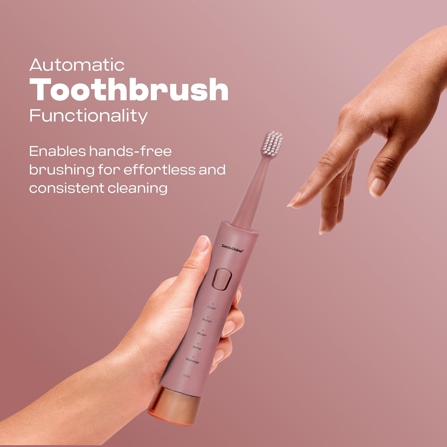 SmiloShine Adult Electric Toothbrush Sonic Power Dupont Bristles With 5 Modes & 1 Extra Bristle Head, 31000 Strokes/Min, Ipx7|Automatic Toothbrush|Electricity Toothbrush (Pink), 1 count