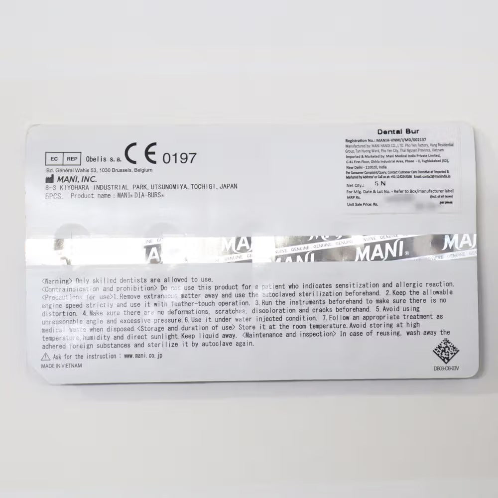 Mani Taper Round End (TR) Series Regular Shank Diamond Burs