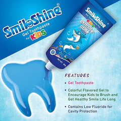 SmiloShine Unicorn Gel Toothpaste for Kids - Bubblegum Flavor and Strawberry ll Kids Toothpaste ll Bubblegum ll Strawberry ll 160 Gram ll Pack of 2 ll Bule and Pink (Bubblegum 1 +Strawberry 1)